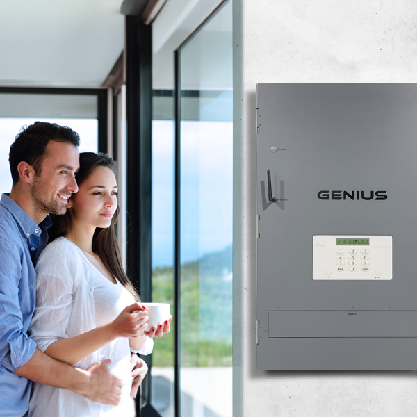 Couple enjoying life and a GENIUS panel