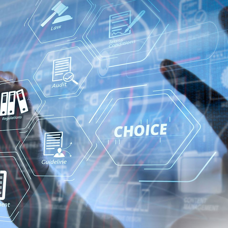 digital screen revealing choice